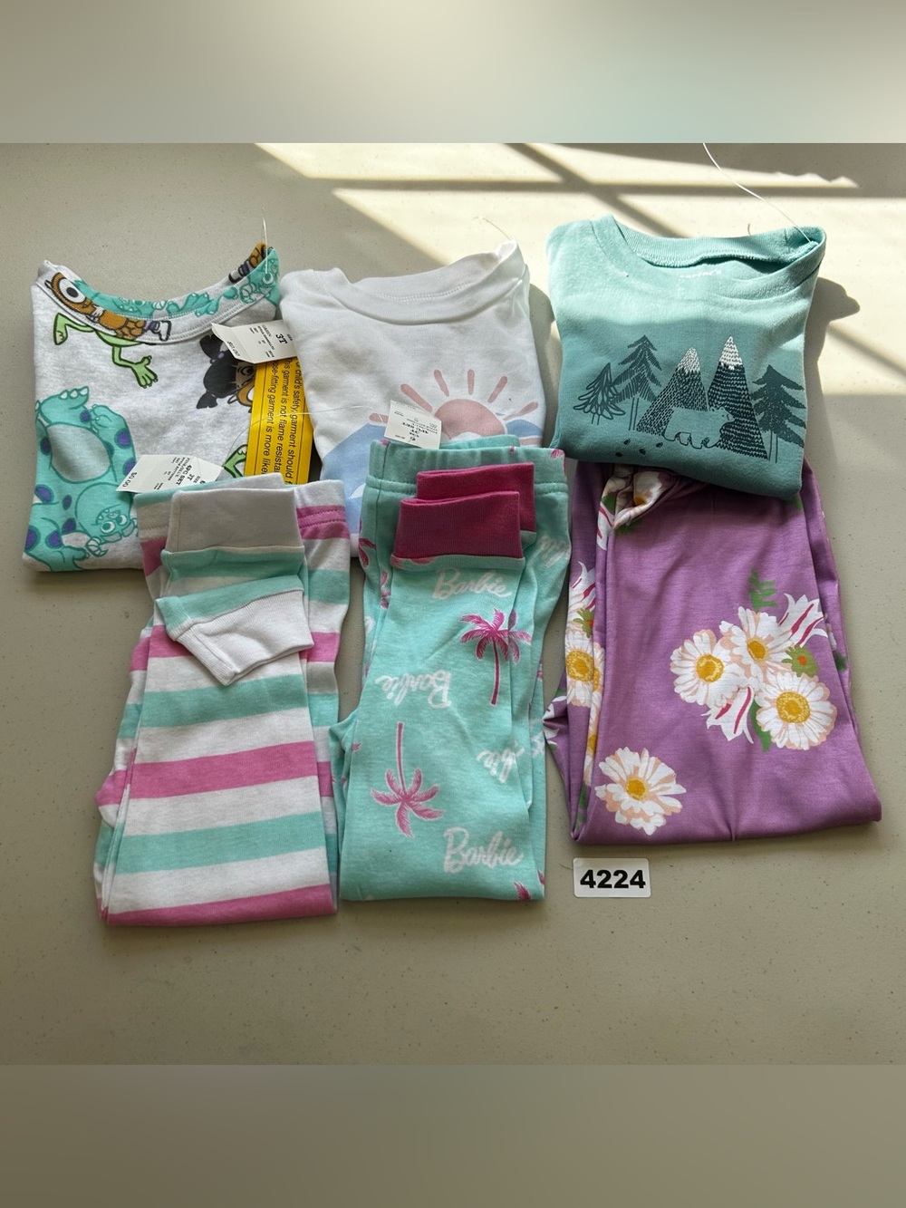 Carter's Barbie Disney Pixar Baby Girl 3T 6 pc Pajama/Clothes Lot Cotton